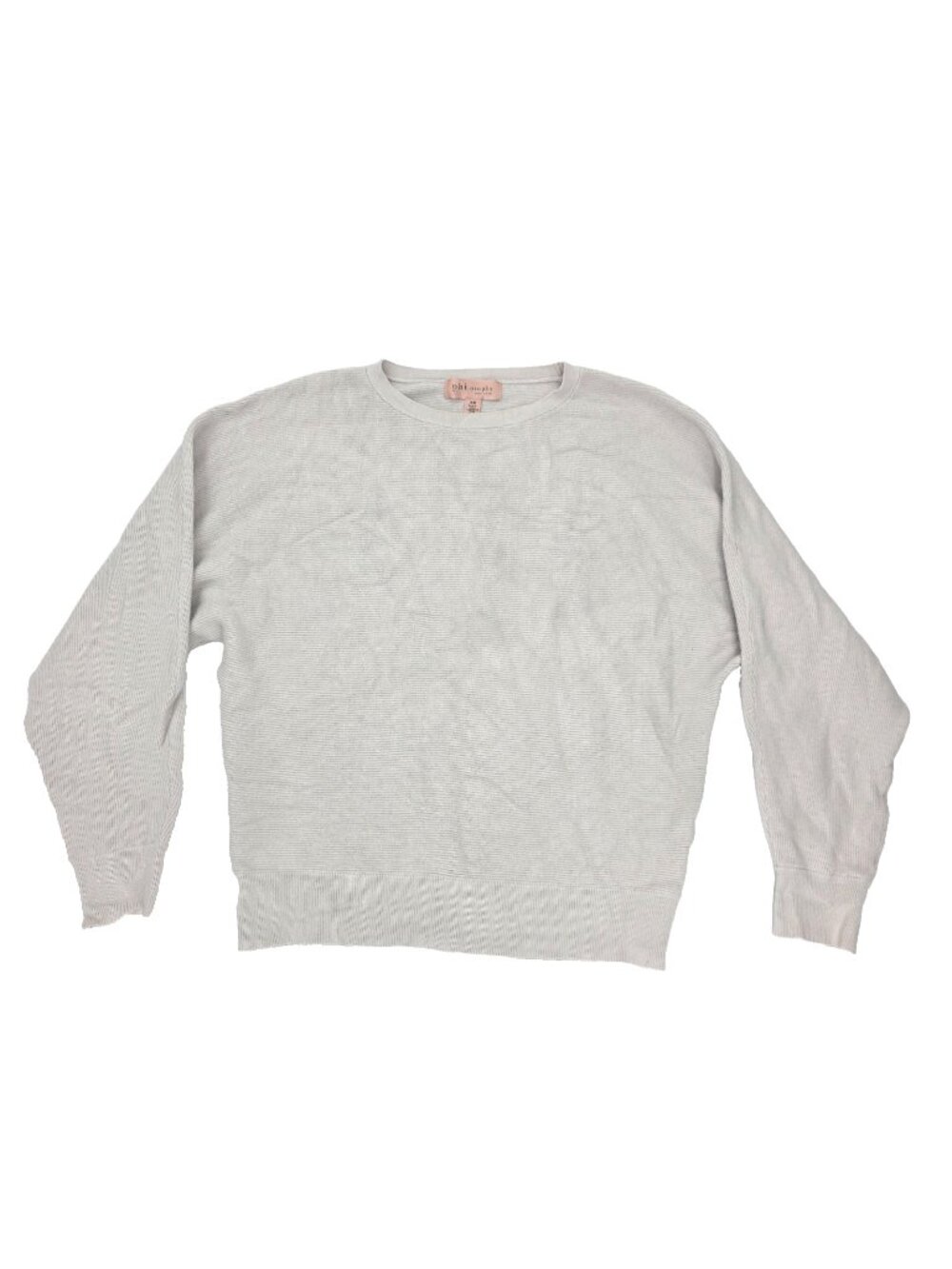 Philosophy Sweater Womens Medium Beige Ribbed Batwing Dolman Sleeve Crew Neck
